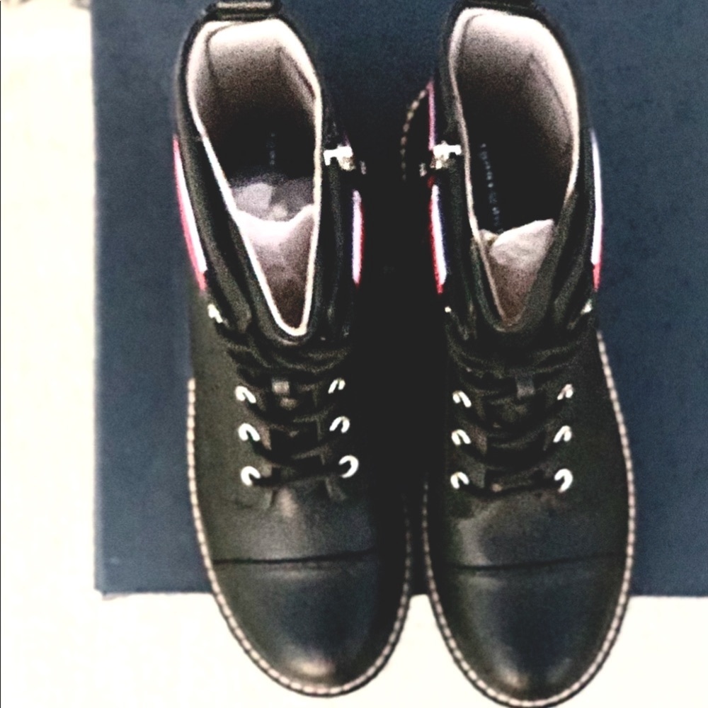 NWT Tommy Hilfiger Black Lavo 2 Moto Combat Boots - Picture 6 of 14